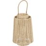 LOLAhome Farol portavelas de fibra de papel natural con vaso de cristal de Ø 23x35 cm