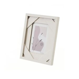 LOLAhome Marco de fotos de listones con paspartú blanco de madera y cristal de 18x22 cm