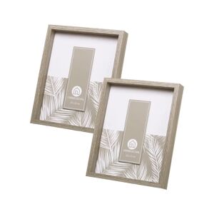 LOLAhome Set de 2 marcos de fotos cubo grises de madera con cristal para foto de 20x25 cm