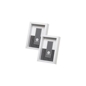 LOLAhome Set de 2 marcos de fotos cubo blancos de madera con cristal para foto de 10x15 cm