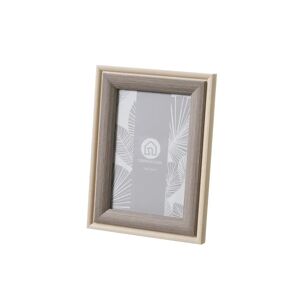 LOLAhome Marco de fotos con moldura doble gris de madera y cristal para foto de 10x15 cm
