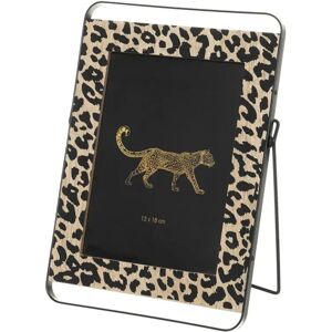 LOLAhome Portafotos leopardo negro y dorado de metal de cristal para foto de 13x18 cm