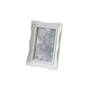 LOLAhome Marco de fotos de flores blanco de plástico con cristal para foto de 10x15 cm