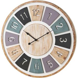 LOLAhome Reloj tallado de madera marrón de Ø 60 cm