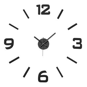 LOLAhome Reloj de pared adhesivo negro de plástico de Ø 60 cm