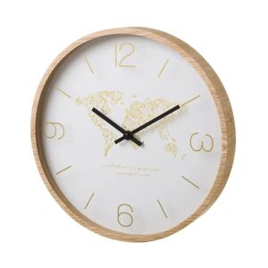 LOLAhome Reloj de pared beige de madera de 33 cm
