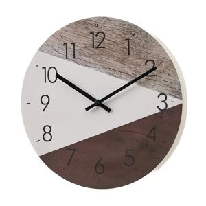 LOLAhome Reloj geométrico marrón y blanco de plástico de Ø 29 cm