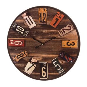 LOLAhome Reloj con relieve envejecido natural de madera de Ø 60 cm