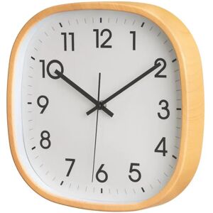 LOLAhome Reloj de pared cuadrado de movimiento continuo y silencioso color natural de plástico de Ø 30 cm