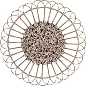 LOLAhome Mural flor de rattan natural de Ø 73 cm