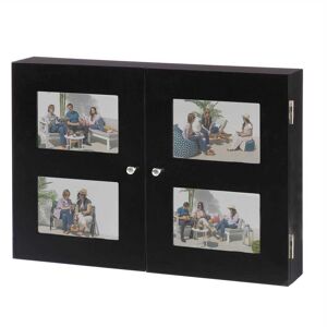 LOLAhome Tapa contador luz o cuadro eléctrico de 2 puertas con portafotos de madera negra de 46x8x32 cm