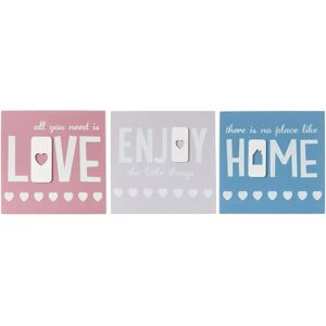 LOLAhome Set de 3 carteles con letras de madera DM multicolor