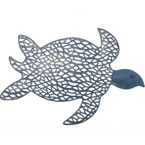 LOLAhome Mural panel de tortuga de metal azul de 35x26 cm