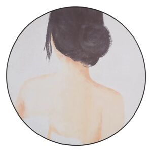 LOLAhome Cuadro lienzo fotoimpreso de mujer enmarcado de madera blanco de Ø 70 cm