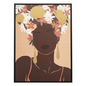 LOLAhome Cuadro africana de impresión sobre lienzo marrón de 63x93 cm