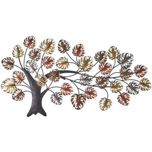 LOLAhome Mural Árbol de la Vida de hierro negro y dorado de 93x50 cm