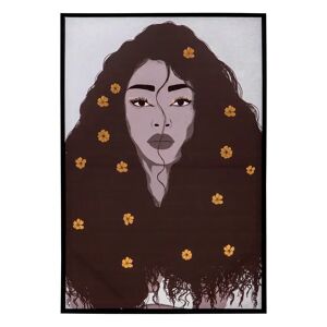 LOLAhome Cuadro de mujer fotoimpreso sobre lienzo con marco de poliestireno blanco y negro de 62x92 cm