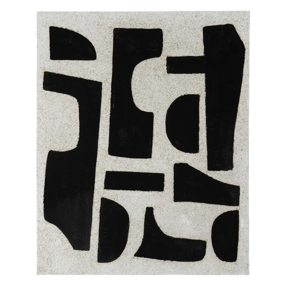 LOLAhome Cuadro pintura abstracto blanco y negro pintado a mano sobre lienzo de 80x100 cm