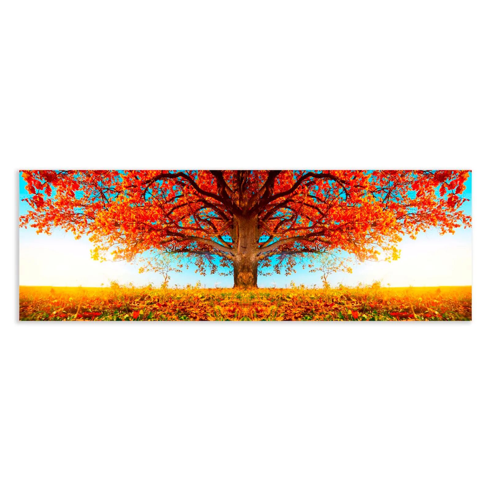 LOLAhome Cuadro de Árbol de la Vida en lienzo naranja de 180x60 cm