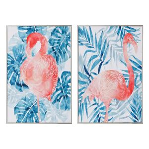 LOLAhome Set de 2 cuadros de flamenco impreso sobre lienzo coral de 30x45 cm