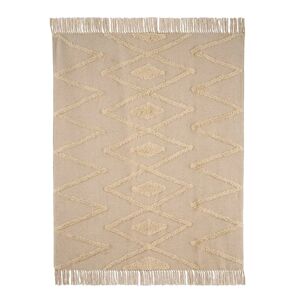 LOLAhome Manta beige de sofá de algodón de 130x160 cm