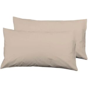 LOLAhome Set de 2 fundas de almohada lisas beige de algodón natural y poliéster para cama de 135 cm