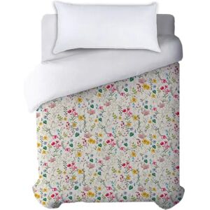 LOLAhome Funda nórdica con flores beige de algodón natural para cama de 150 cm