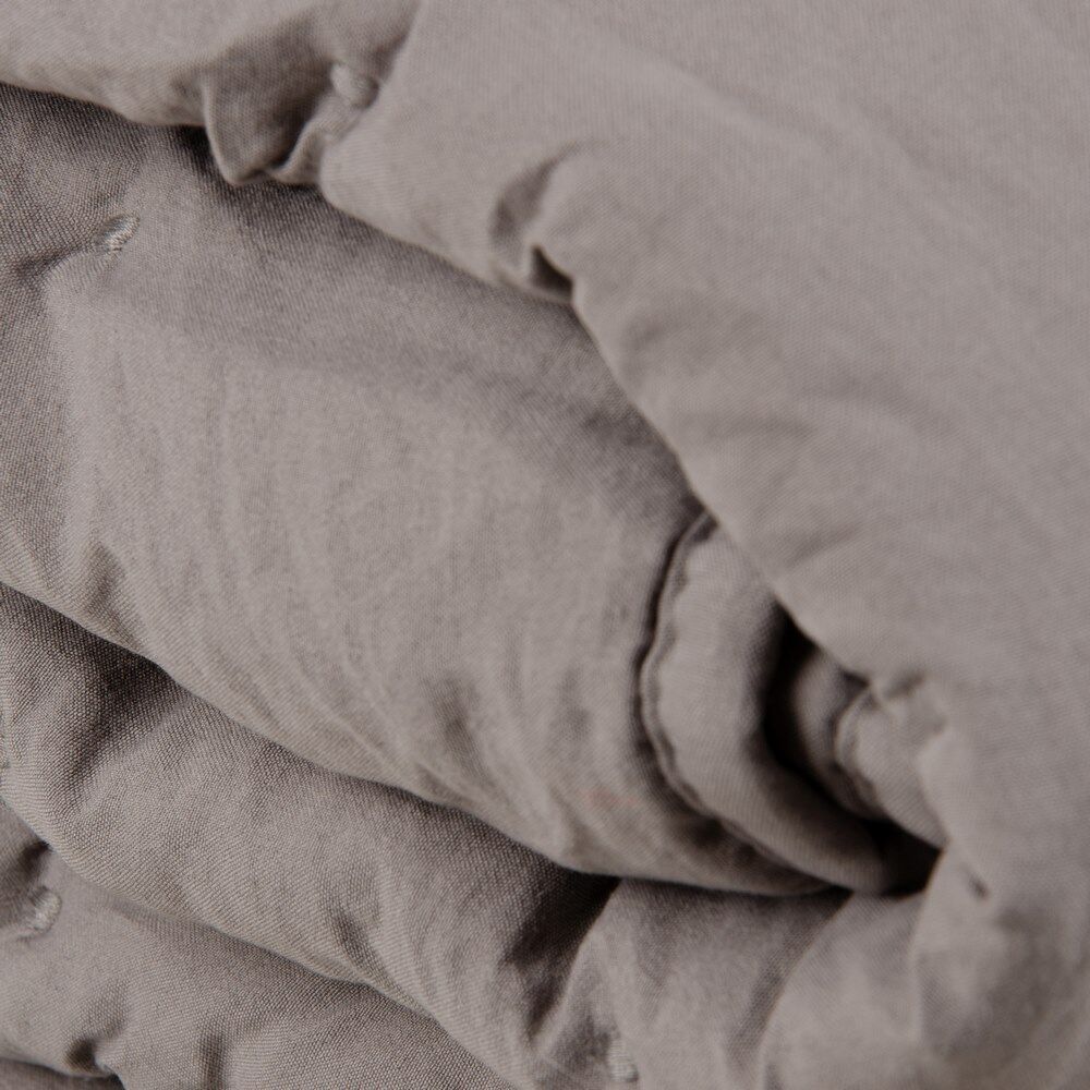 Colcha edredón bordada con topos gris de microfibra para cama de 90 cm