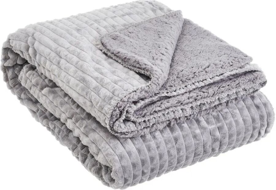 LOLAhome Manta gris perla de pelo para sofá de franela y sherpa de 160x220 cm