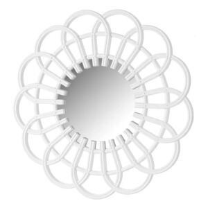 LOLAhome Espejo flor blanco de plástico de Ø 47 cm