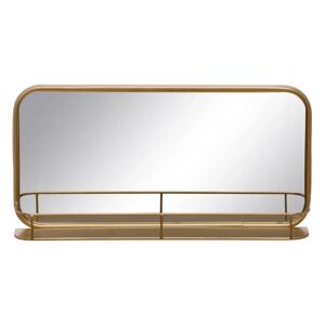 LOLAhome Espejo con estante dorado de metal de 55x28 cm
