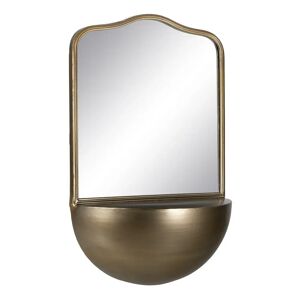 LOLAhome Espejo con estante semicircular dorado de metal y cristal de 40x20x37 cm