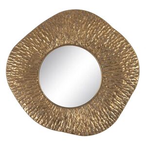 LOLAhome Espejo martelado de marco irregular de metal dorado y cristal de 86x82 cm