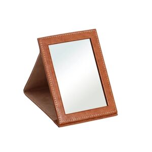 LOLAhome Espejo de mesa marrón de polipiel de 16x22 cm