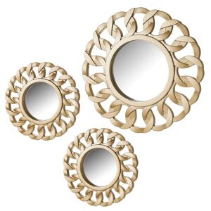 LOLAhome Set de 3 espejos con eslabones dorados de plástico