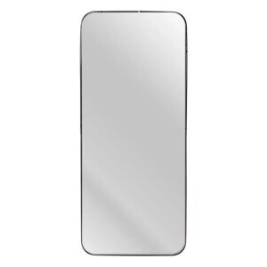 LOLAhome Espejo rectangular con estante negro de metal y cristal de 35x15x81 cm