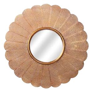 LOLAhome Espejo flor dorado de hierro y cristal de Ø 86 cm