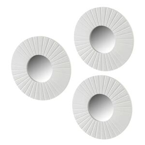 LOLAhome Set de 3 espejos de rayas blancos de cristal y plástico
