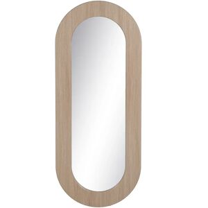 LOLAhome Espejo oval con moldura de madera natural y cristal de 65x160 cm