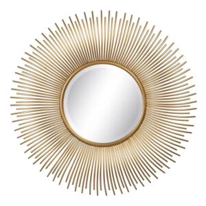 LOLAhome Espejo sol dorado de metal y cristal de Ø 80 cm