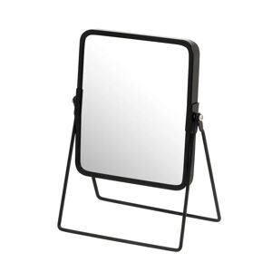 LOLAhome Espejo de tocador con 2 aumentos de metal negro de 16x23 cm