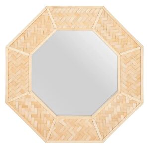 LOLAhome Espejo mosaico trenzado de bambú natural de 81x81 cm