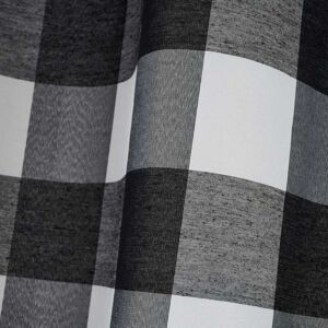 Cortina de cuadro vichy blanca y negra de tela de poliéster de 140x260 cm