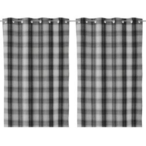 LOLAhome Pack de 2 cortinas de cuadros Vichy negras símil lana de 140x260 cm