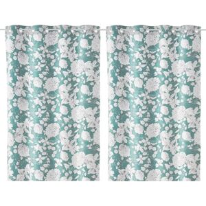 LOLAhome Set de 2 visillos de flores verdes de tela de 140x260 cm