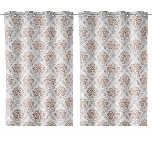 LOLAhome Pack de 2 cortinas Damasco marrones de Jacquard de 135x260 cm