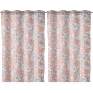 LOLAhome Set de 2 visillos de flores rosas de tela de 140x260 cm