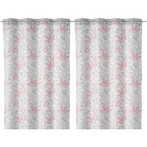 LOLAhome 2 visillos con flores rosas de tela de 140x260 cm