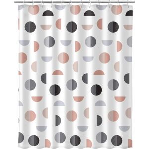 LOLAhome Cortina de baño geométrica blanca de tela de 180x200 cm