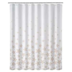 LOLAhome Cortina de baño de estrellas beige de tela de 180x200 cm
